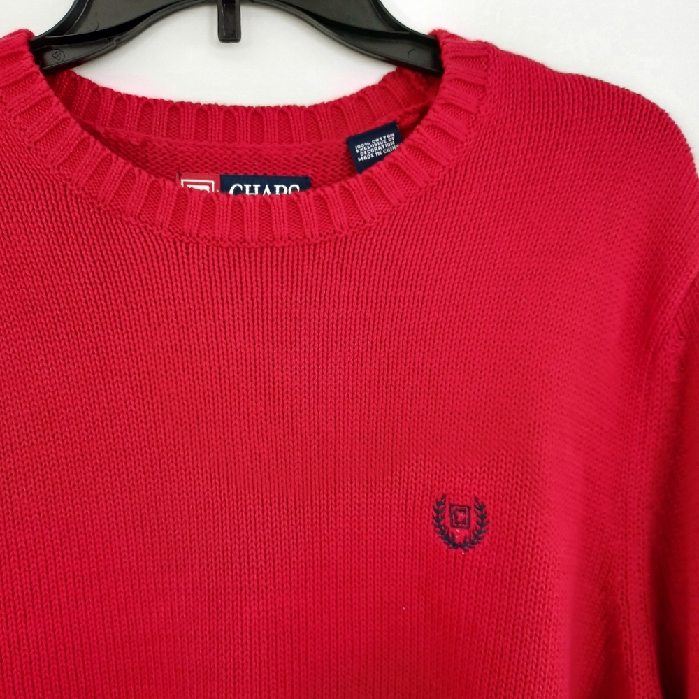 CHAPS by Ralph Lauren Men's Crew neck Red Cotton Sweater NWT